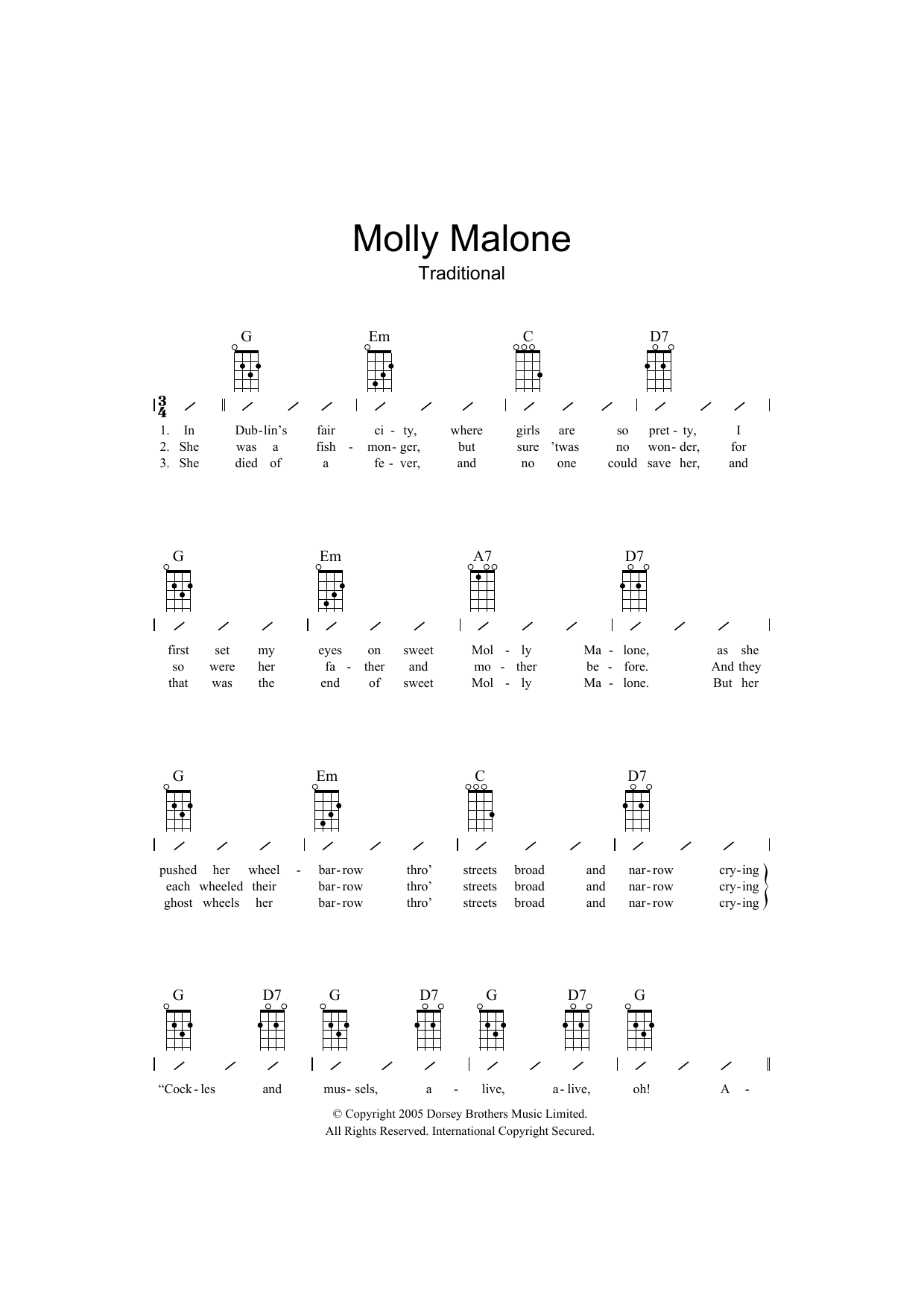 Molly Malone (Ukulele Chords/Lyrics) von Traditional