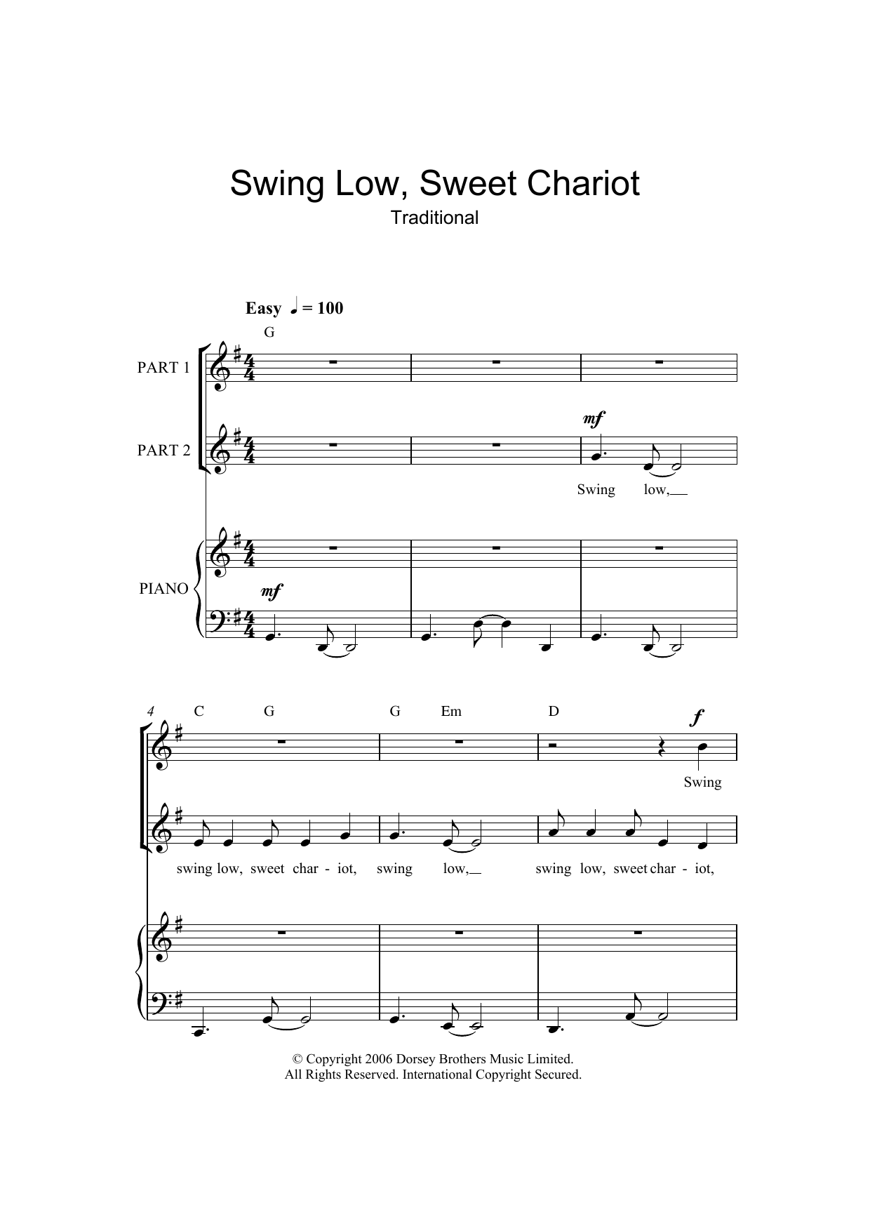 Swing Low, Sweet Chariot (arr. Rick Hein) (Choir) von Traditional