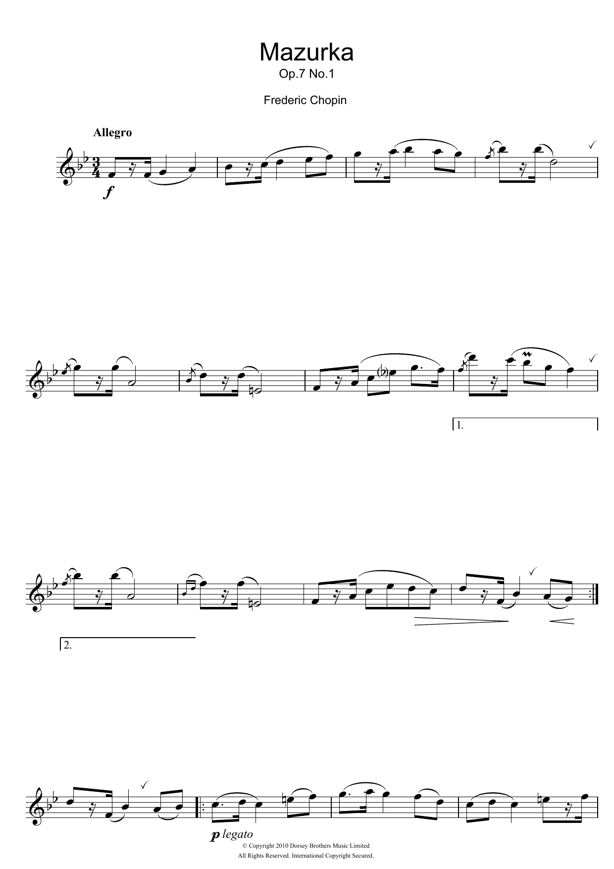 Mazurka Op.7, No.1 (Alto Sax Solo) von Frdric Chopin