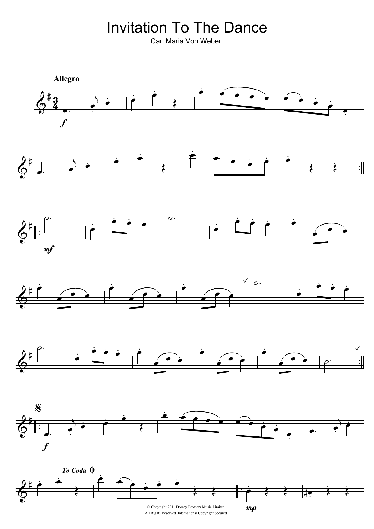 Invitation To The Dance, Rondeau Brillant, Op.65 (Alto Sax Solo) von Carl Maria von Weber