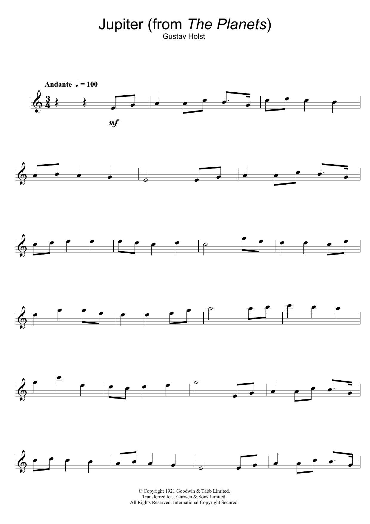 Jupiter (from The Planets Op. 32) (Alto Sax Solo) von Gustav Holst