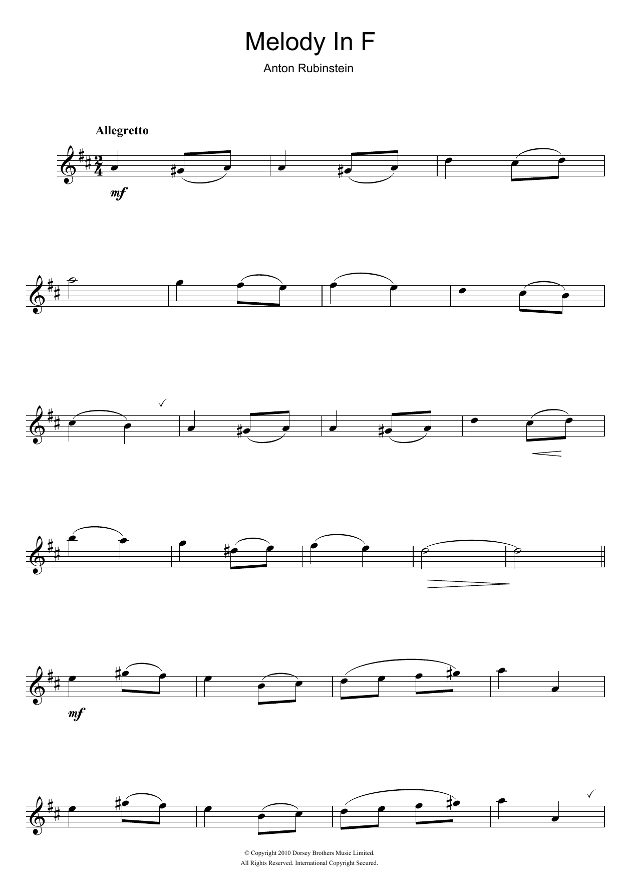 Melody In F (Alto Sax Solo) von Anton Rubinstein
