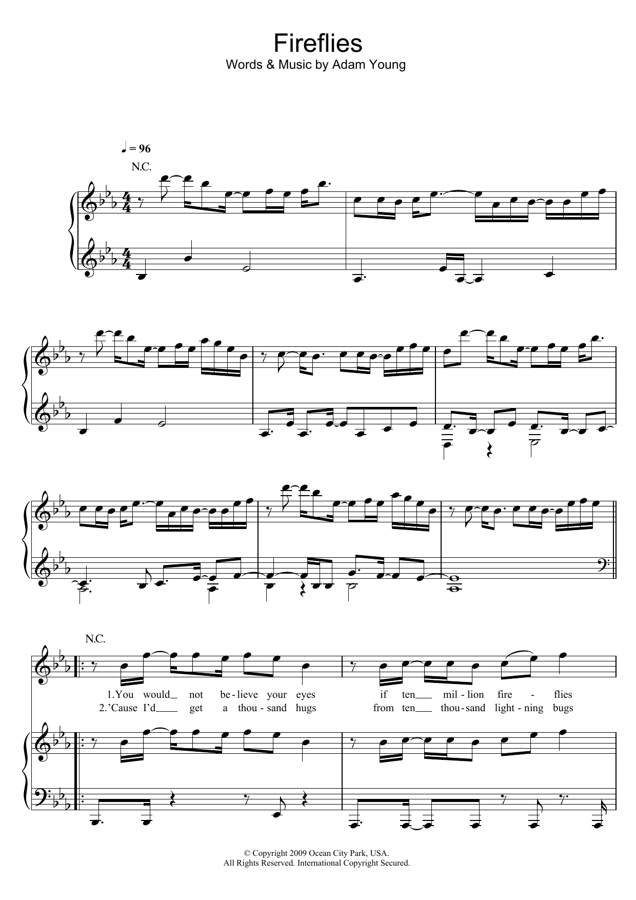 Fireflies (Piano, Vocal & Guitar Chords (Right-Hand Melody)) von Owl City