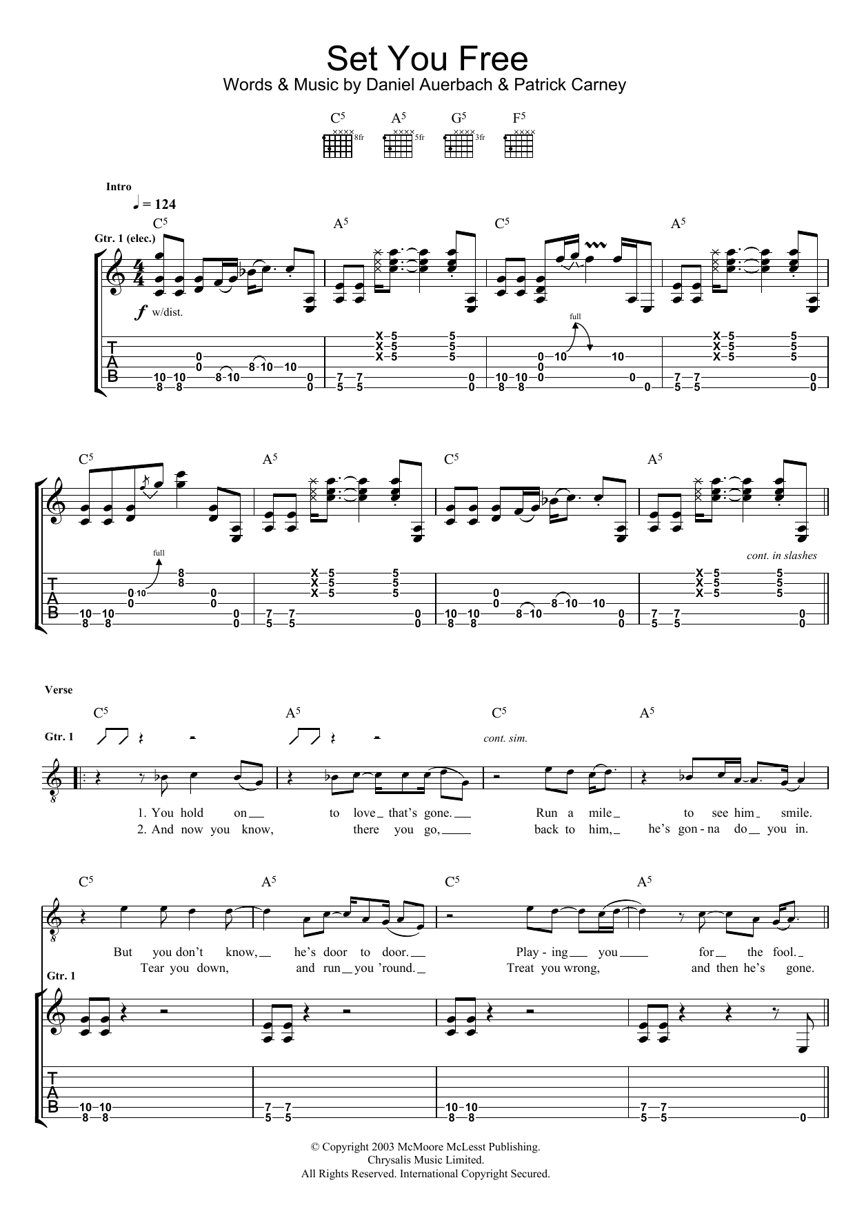 Set You Free (Guitar Tab) von The Black Keys