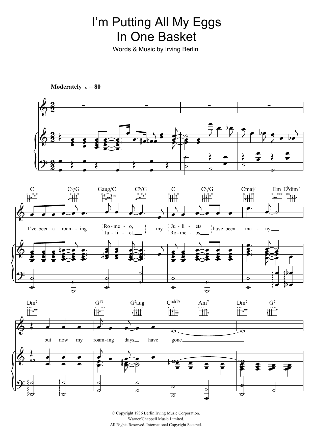 I'm Putting All My Eggs In One Basket (Piano, Vocal & Guitar Chords) von Irving Berlin