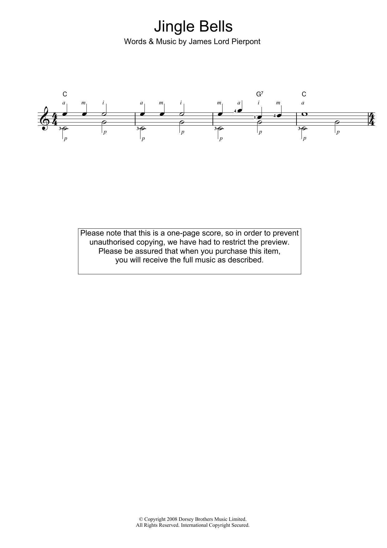 Jingle Bells (Easy Guitar) von J. Pierpont