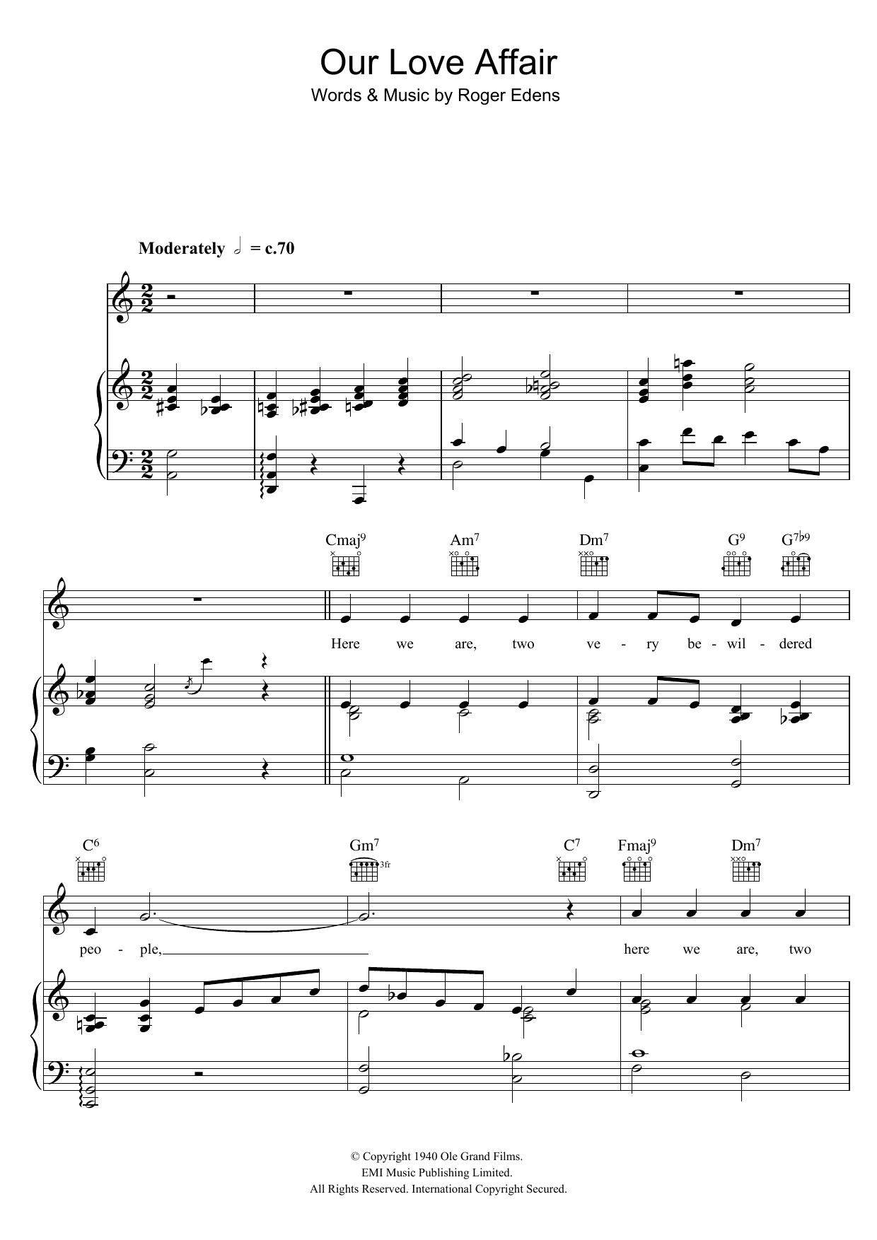 Our Love Affair (Piano, Vocal & Guitar Chords) von Judy Garland