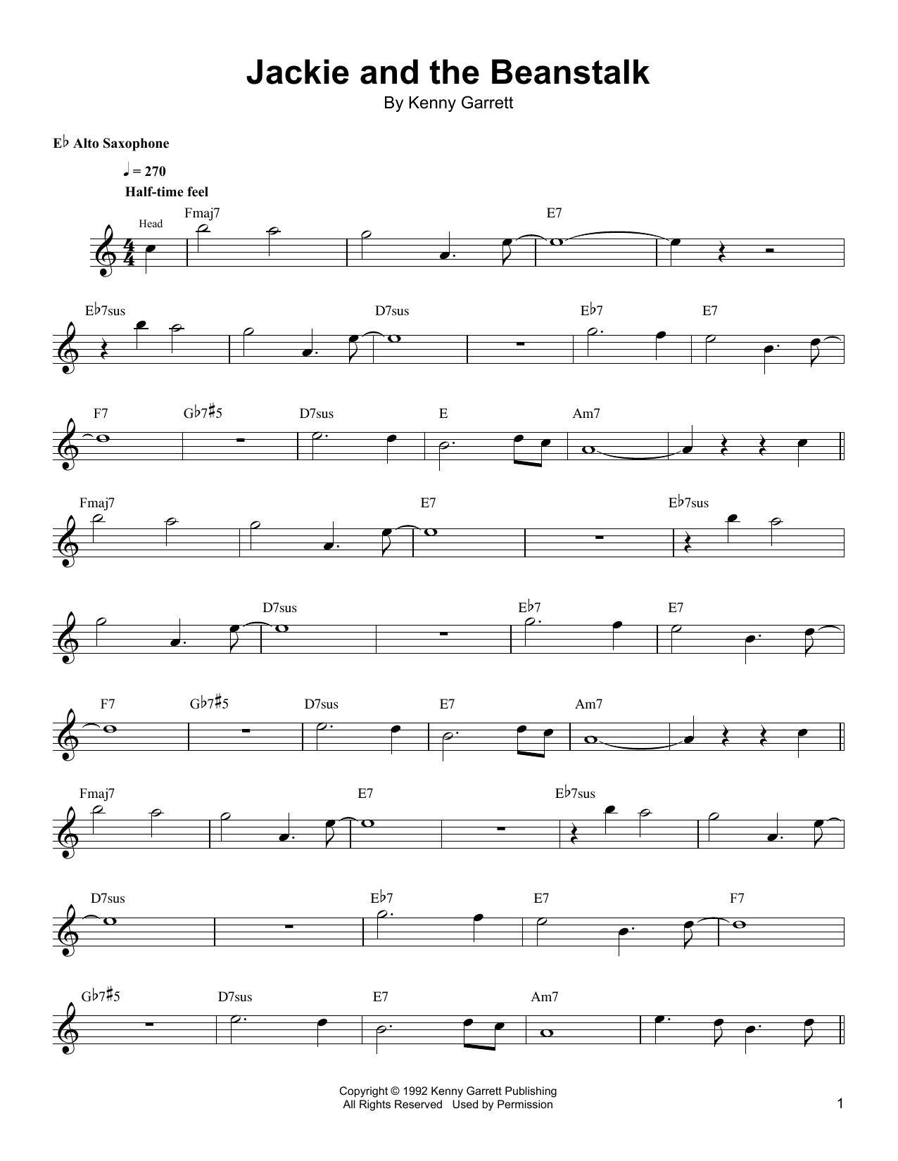 Jackie And The Beanstalk (Alto Sax Transcription) von Kenny Garrett