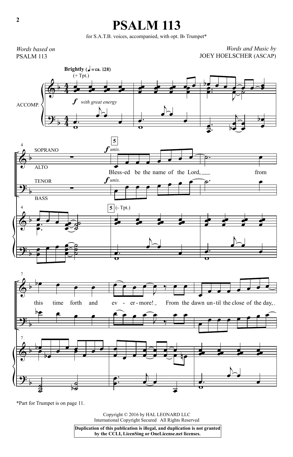 Psalm 113 (SATB Choir) von Joey Hoelscher