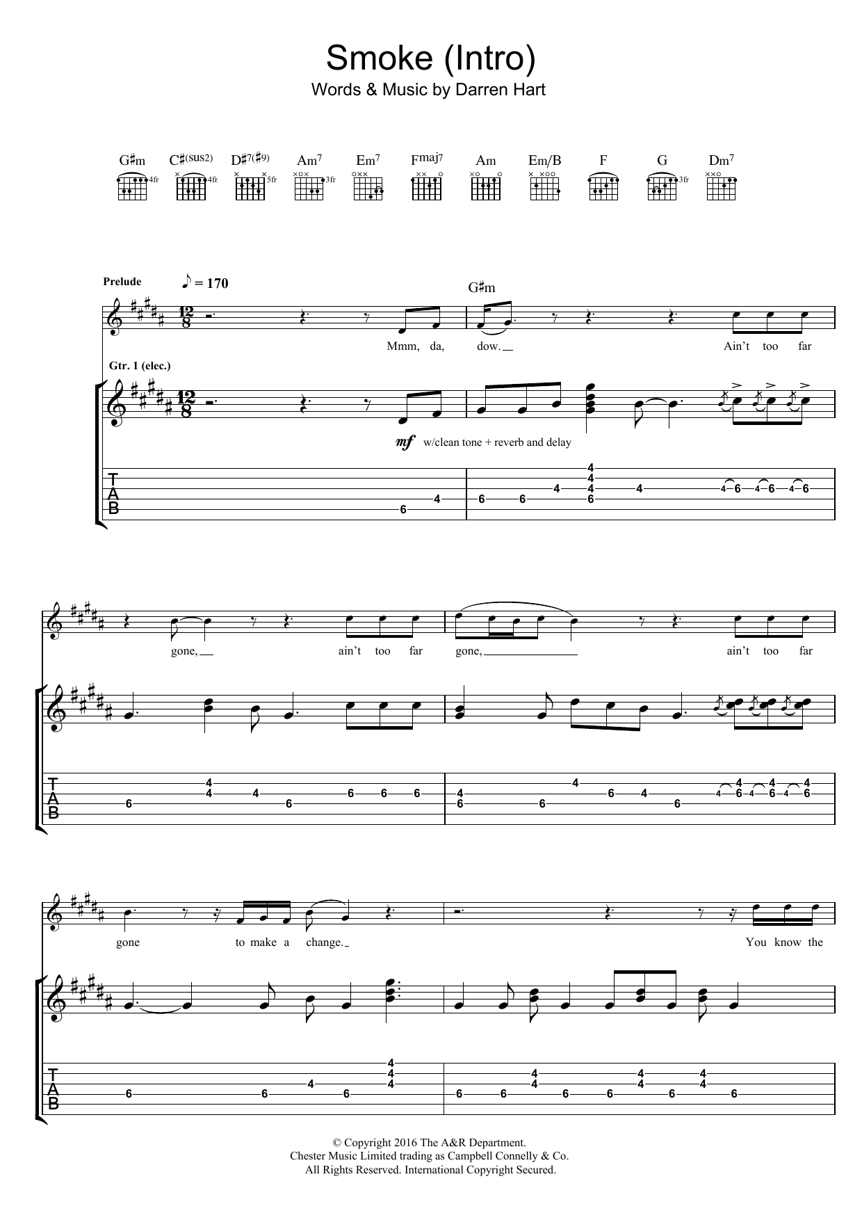 Smoke (Intro) (Guitar Tab) von Harts