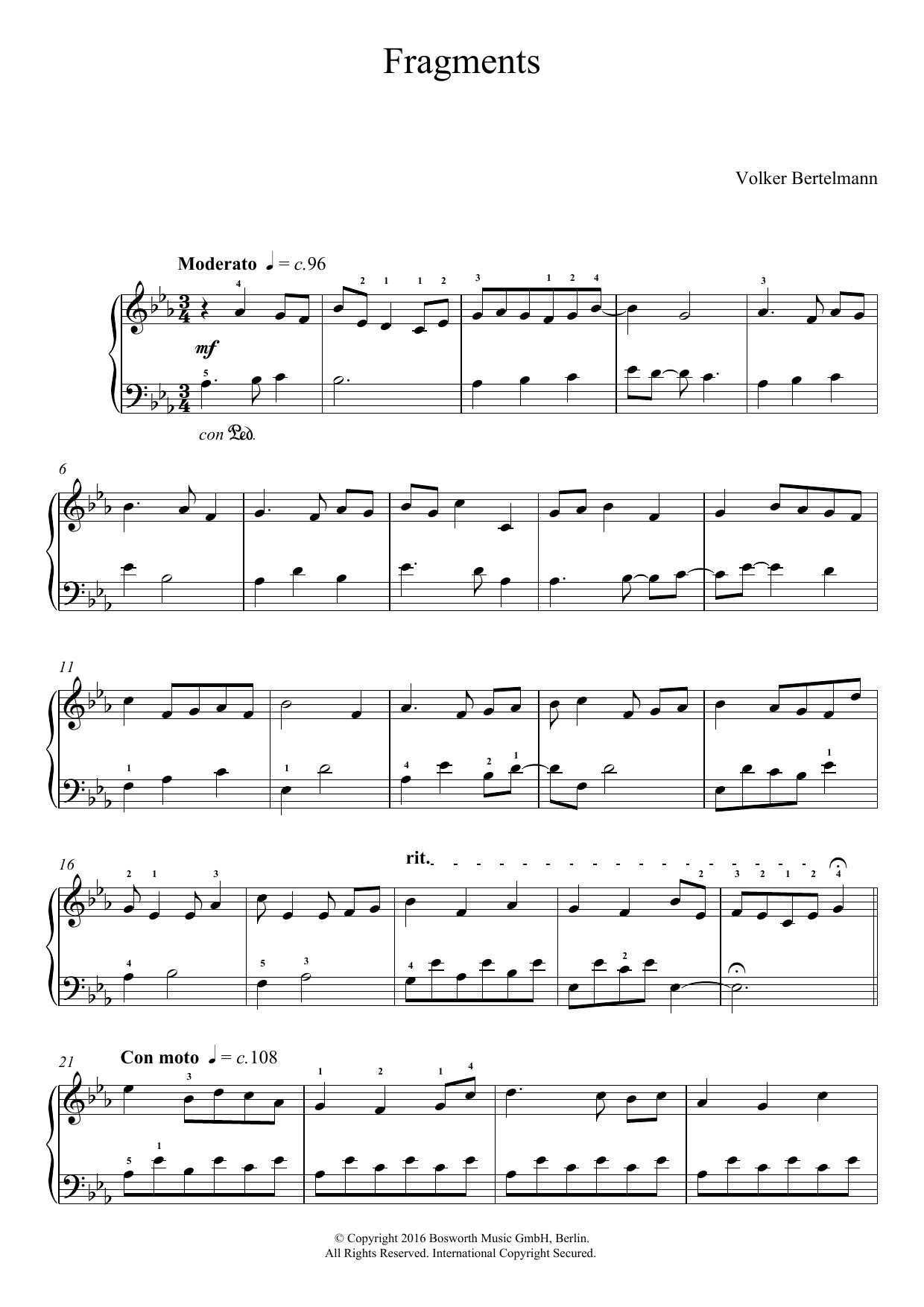 Fragments (Easy Piano) von Hauschka