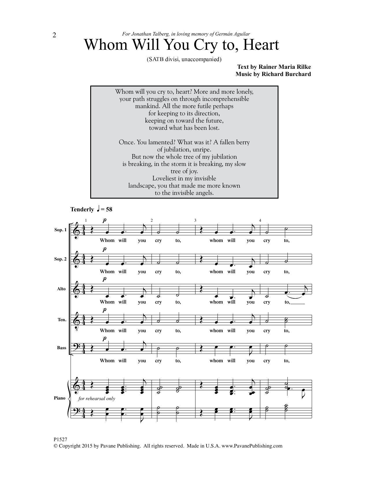 Whom Will You Cry To, Heart? (SATB Choir) von Richard Burchard