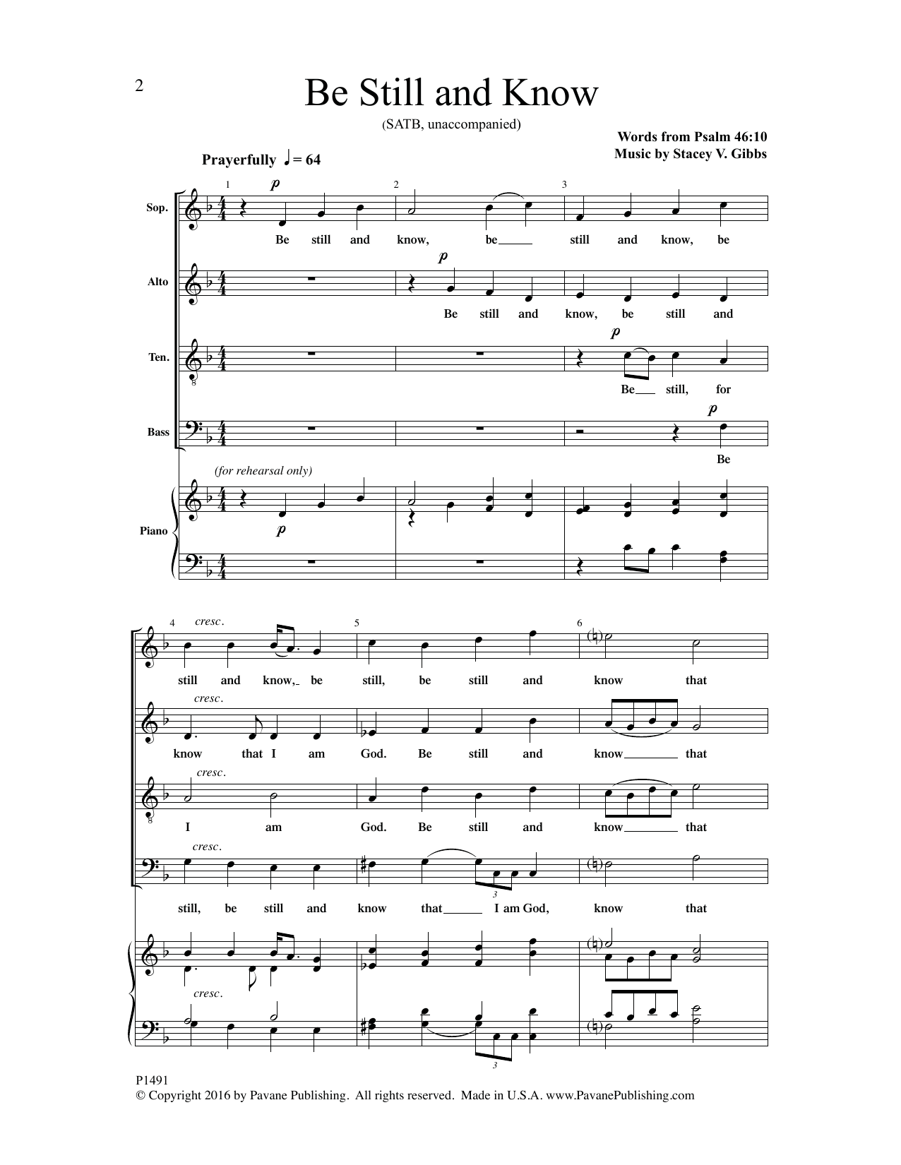 Be Still and Know (SATB Choir) von Stacey V. Gibbs