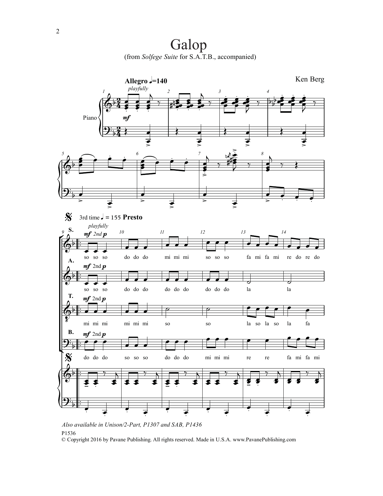 Galop (SATB Choir) von Ken Berg