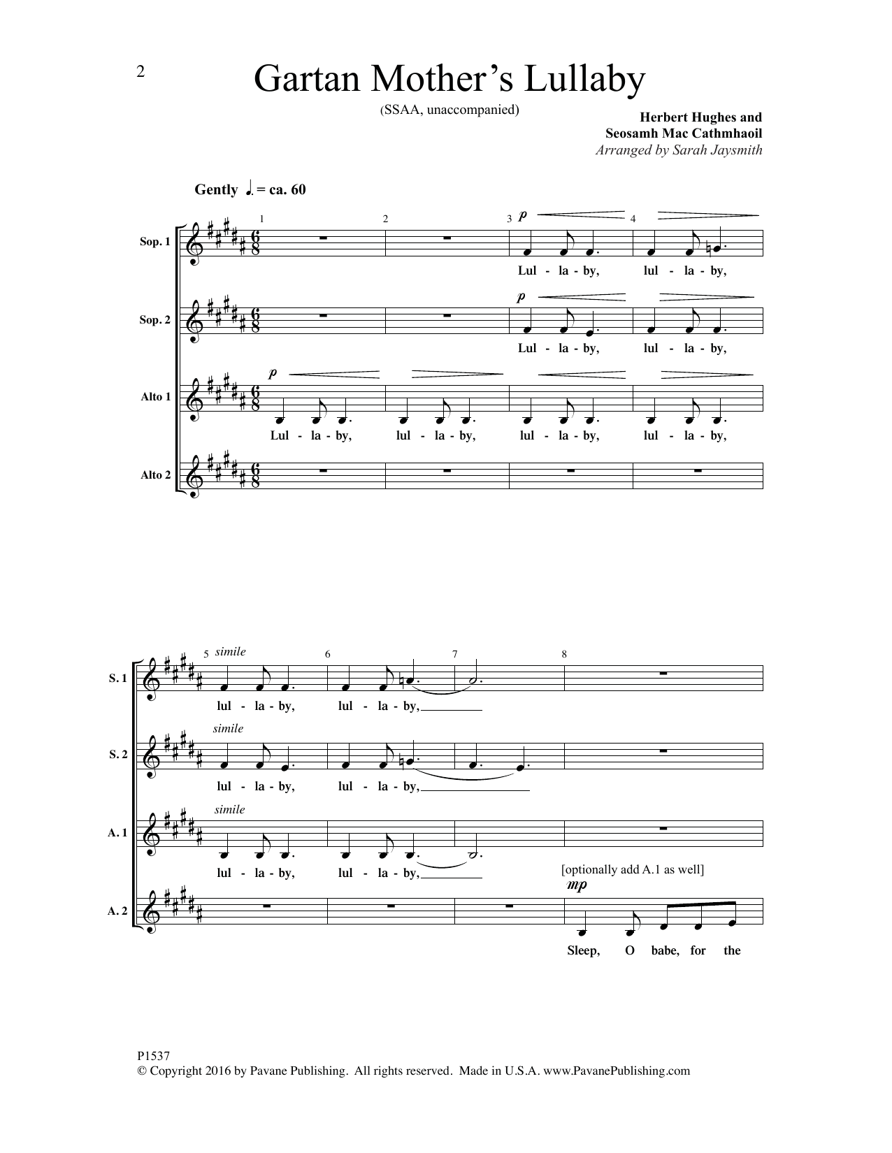 Gartan Mother's Lullaby (SSAA Choir) von Sarah Jaysmith