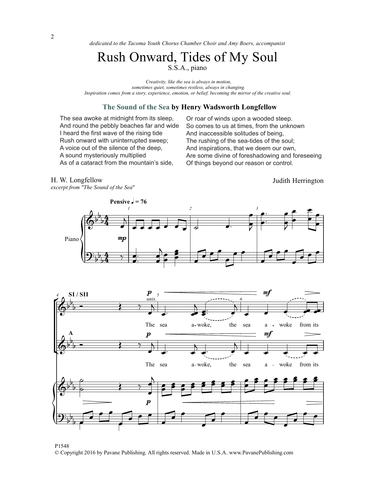 Rush Onward, Tides of My Soul (SSA Choir) von Judith Herrington