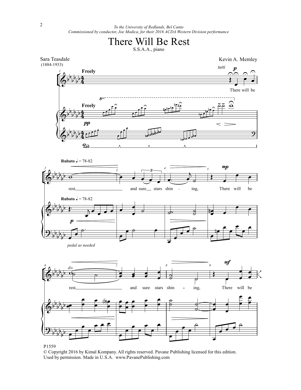 There Will Be Rest (SSAA Choir) von Kevin Memley