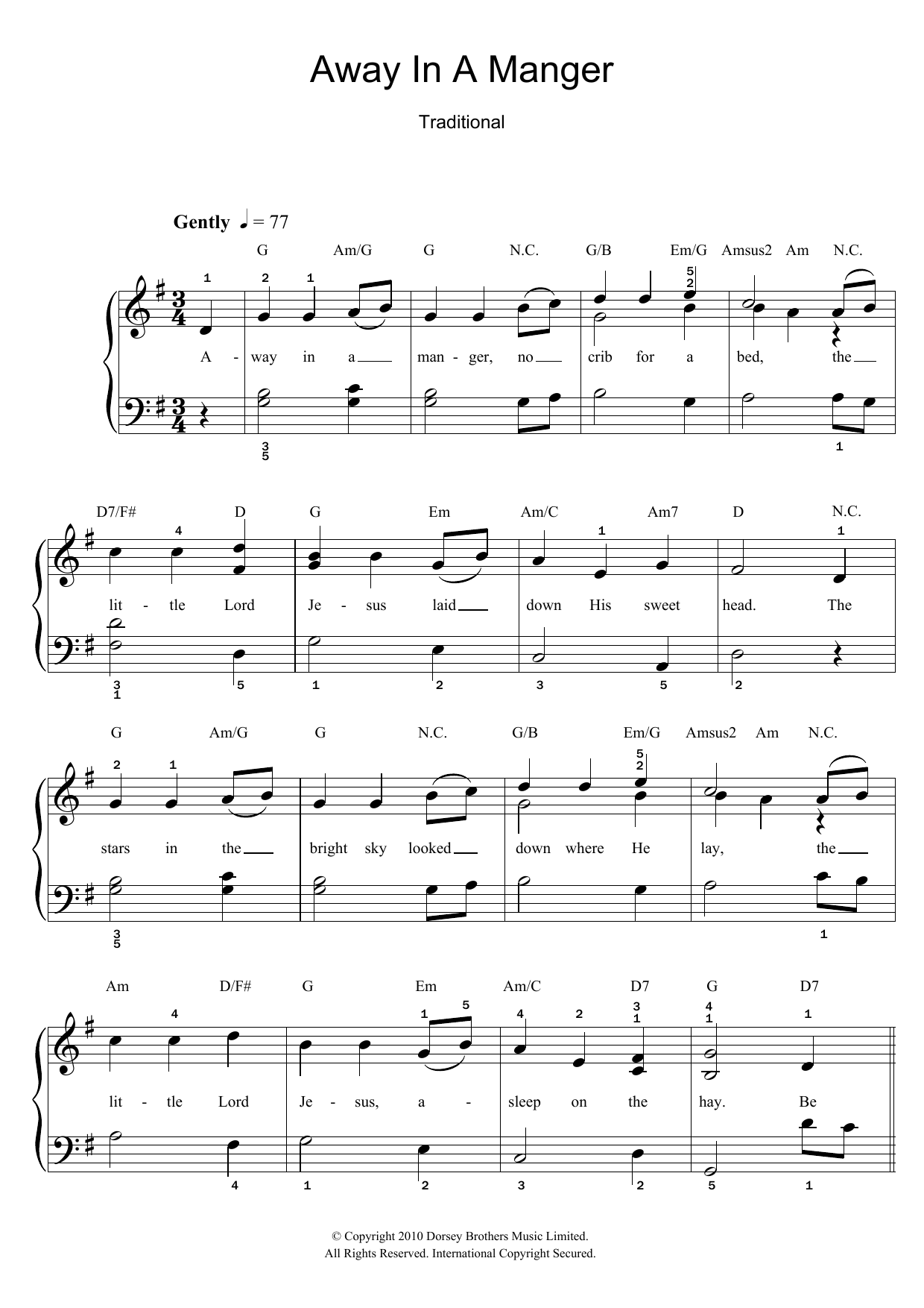 Away In A Manger (Beginner Piano) von Traditional Carol