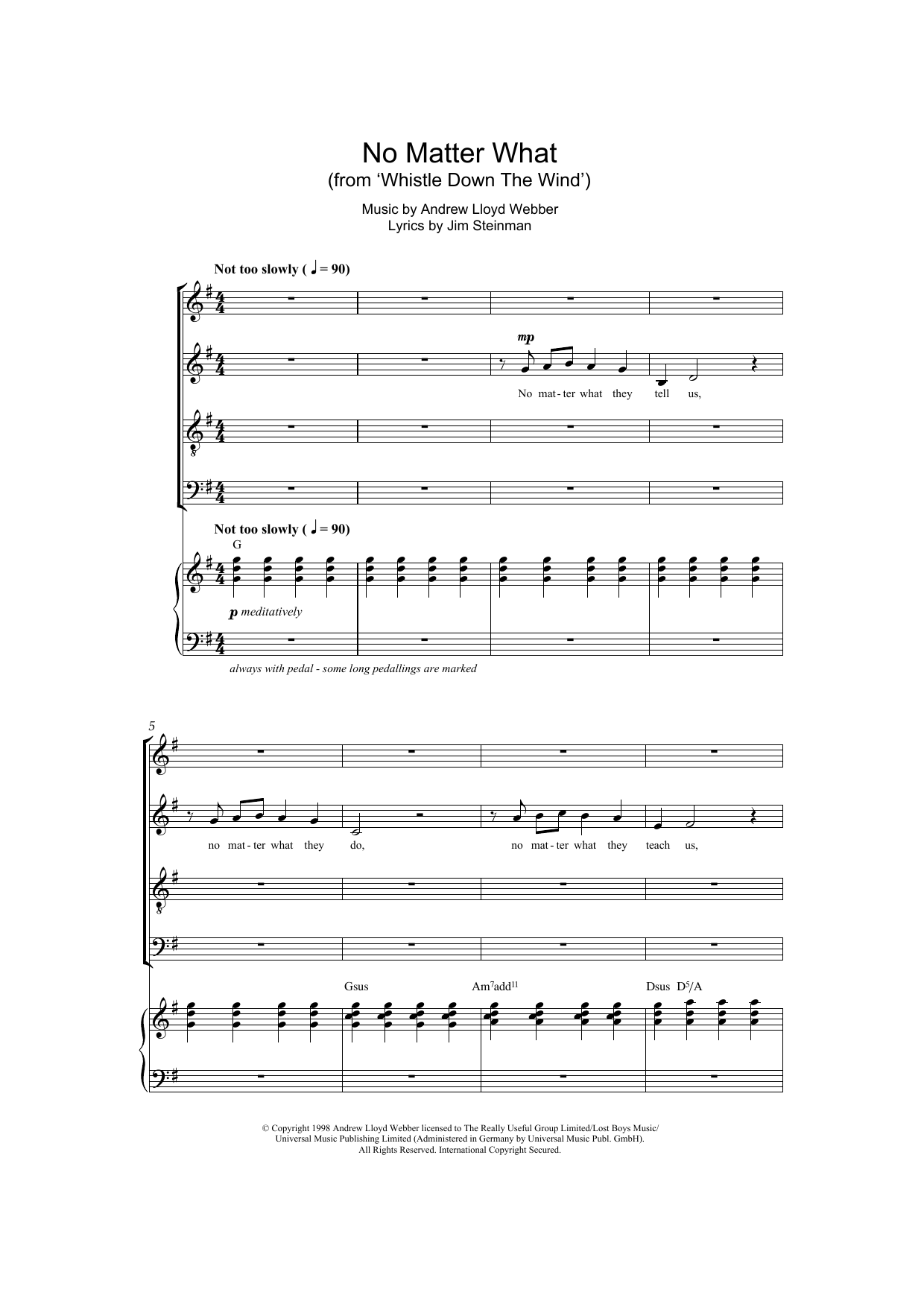 No Matter What (from Whistle Down The Wind) (SATB Choir) von Boyzone