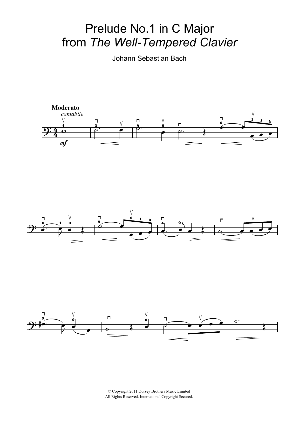 Prelude No.1 in C Major (from The Well-Tempered Clavier, Bk.1) (Cello Solo) von Johann Sebastian Bach