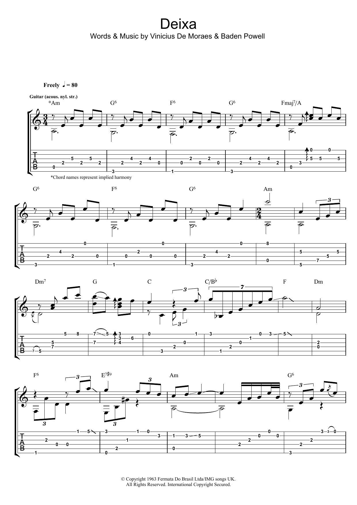 Deixa (Guitar Tab) von Baden Powell