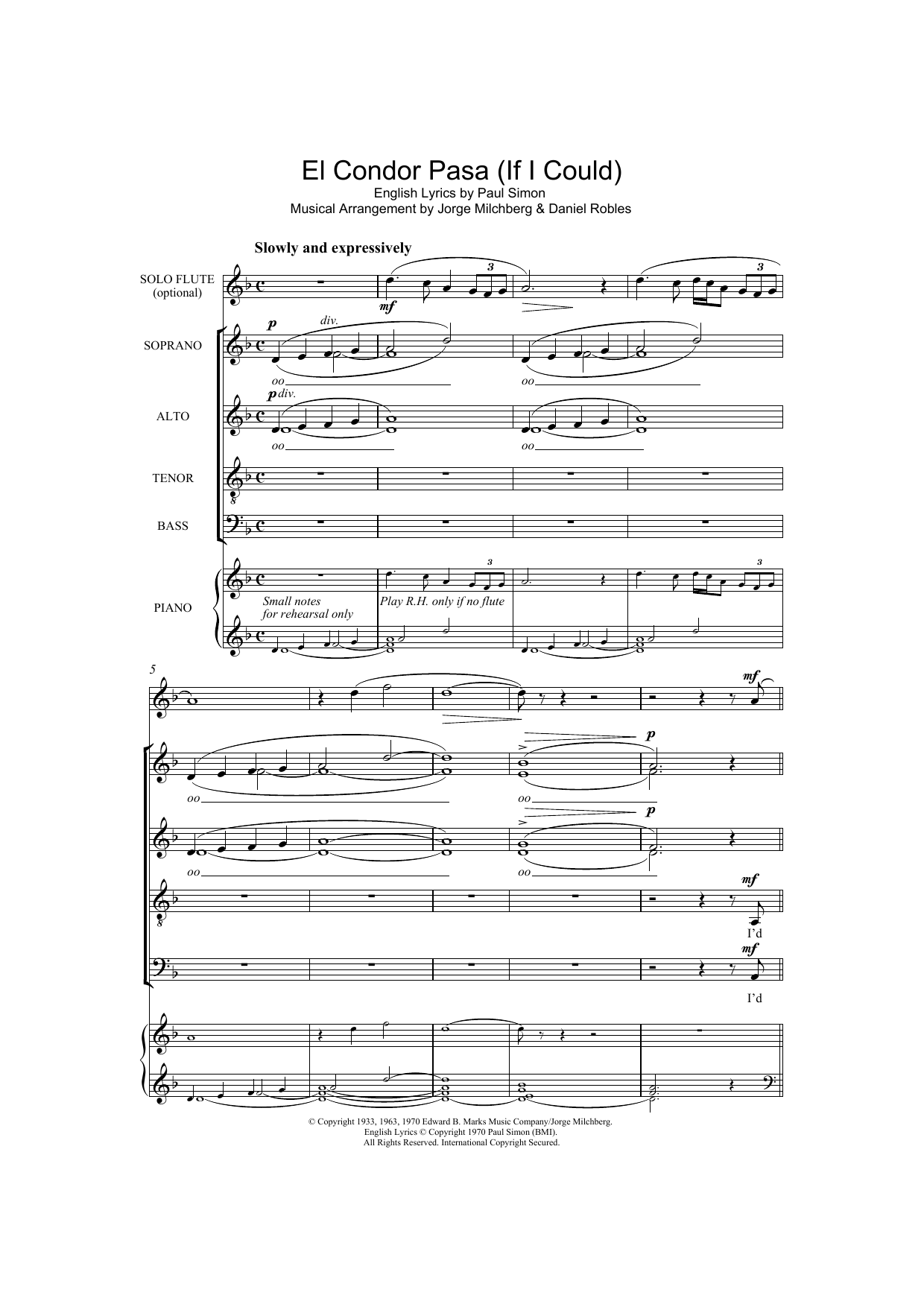 El Condor Pasa (If I Could) (arr. William Reed) (SATB Choir) von Simon & Garfunkel