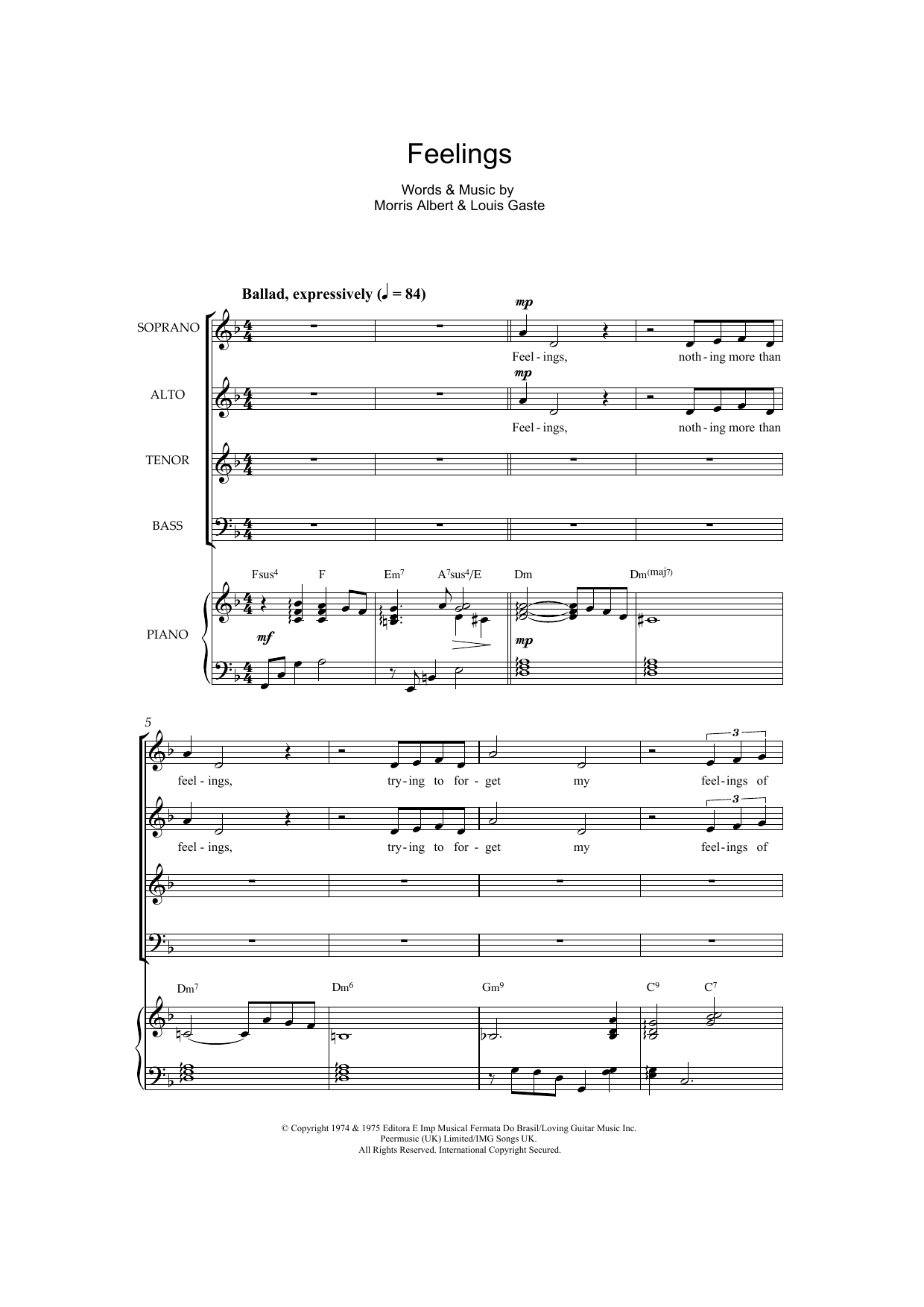 Feelings (SATB Choir) von Morris Albert