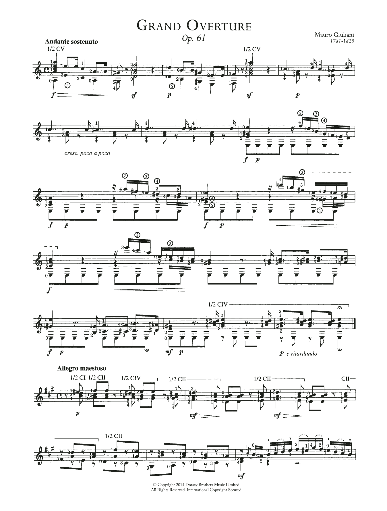 Grande Overture Op. 61 (Solo Guitar) von Mauro Giuliani