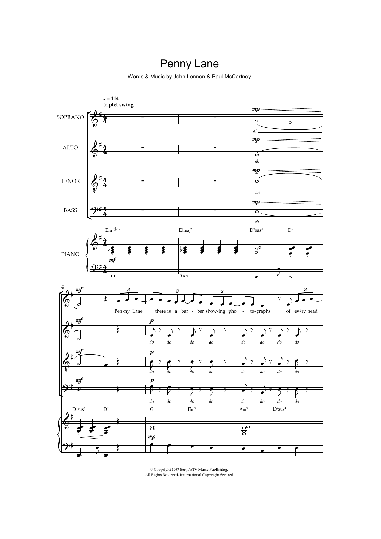 Penny Lane (SATB Choir) von The Beatles