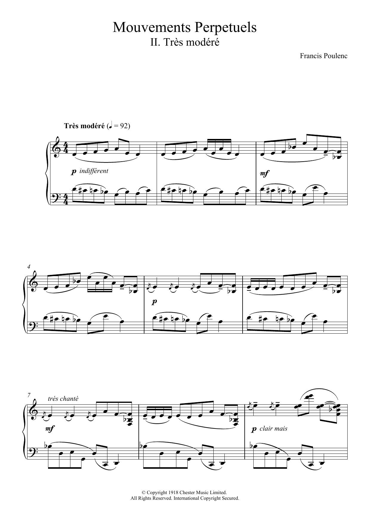 Mouvement Perpetuel No. 2 (Piano Solo) von Francis Poulenc