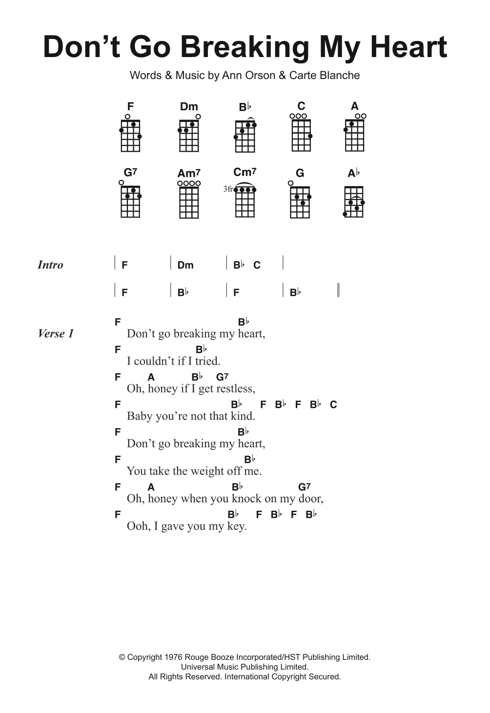 Don't Go Breaking My Heart (Ukulele) von Elton John