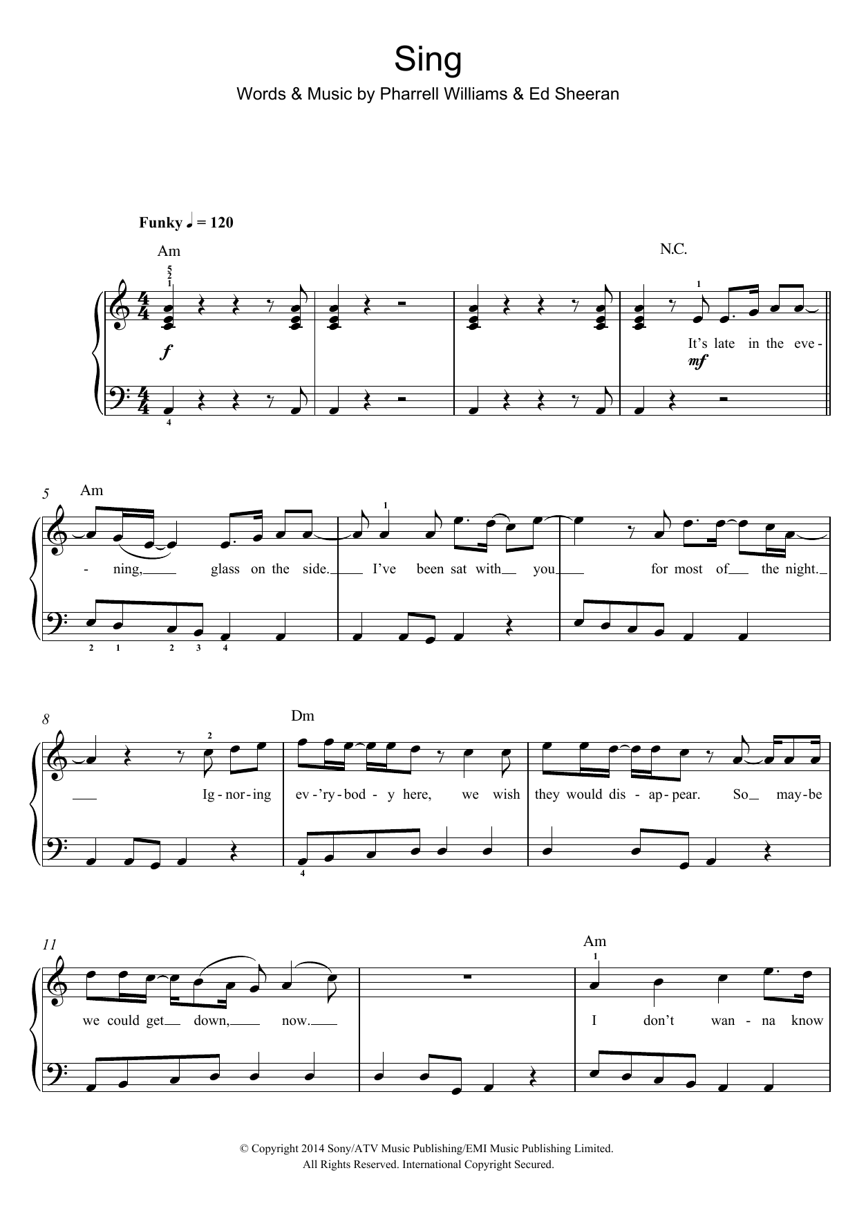 Sing (Beginner Piano) von Ed Sheeran