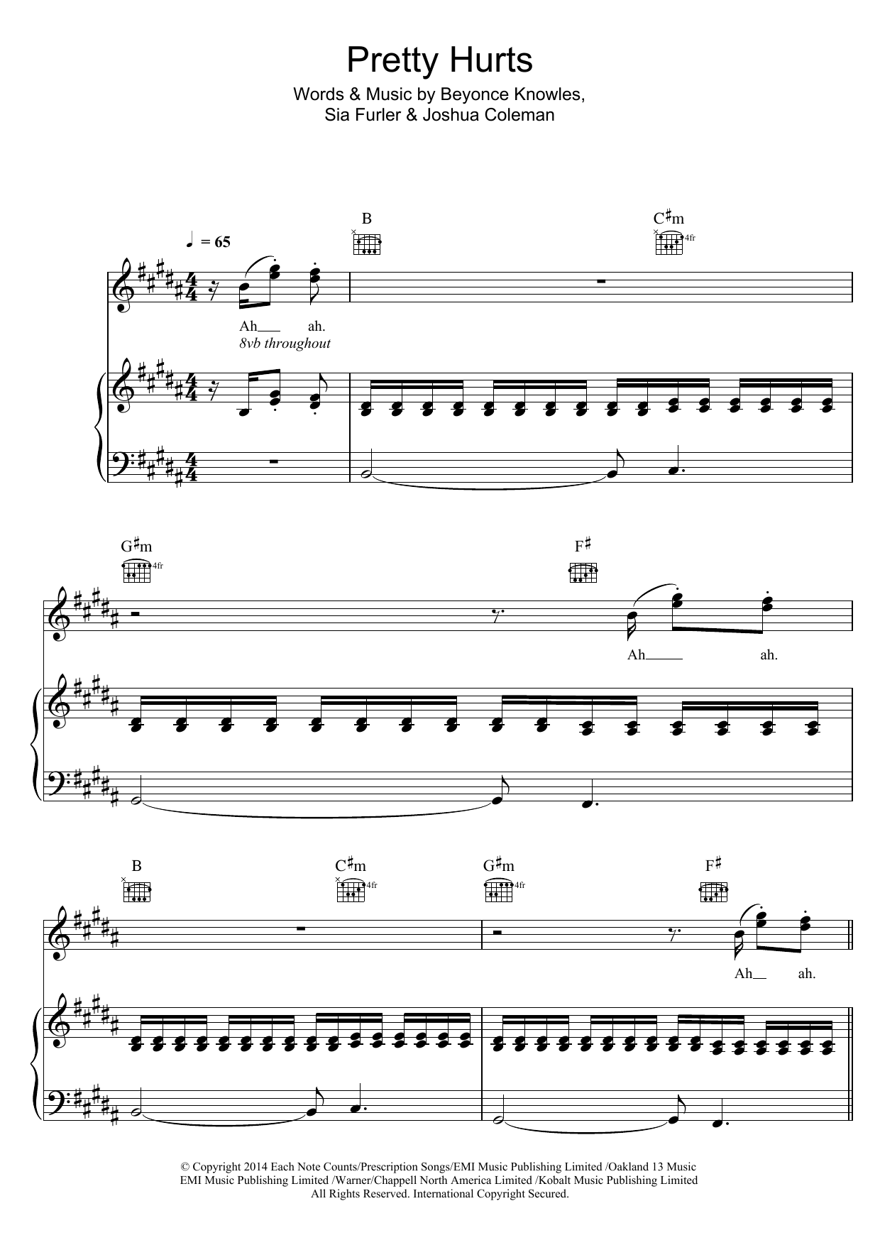 Pretty Hurts (Piano, Vocal & Guitar Chords) von Beyonc