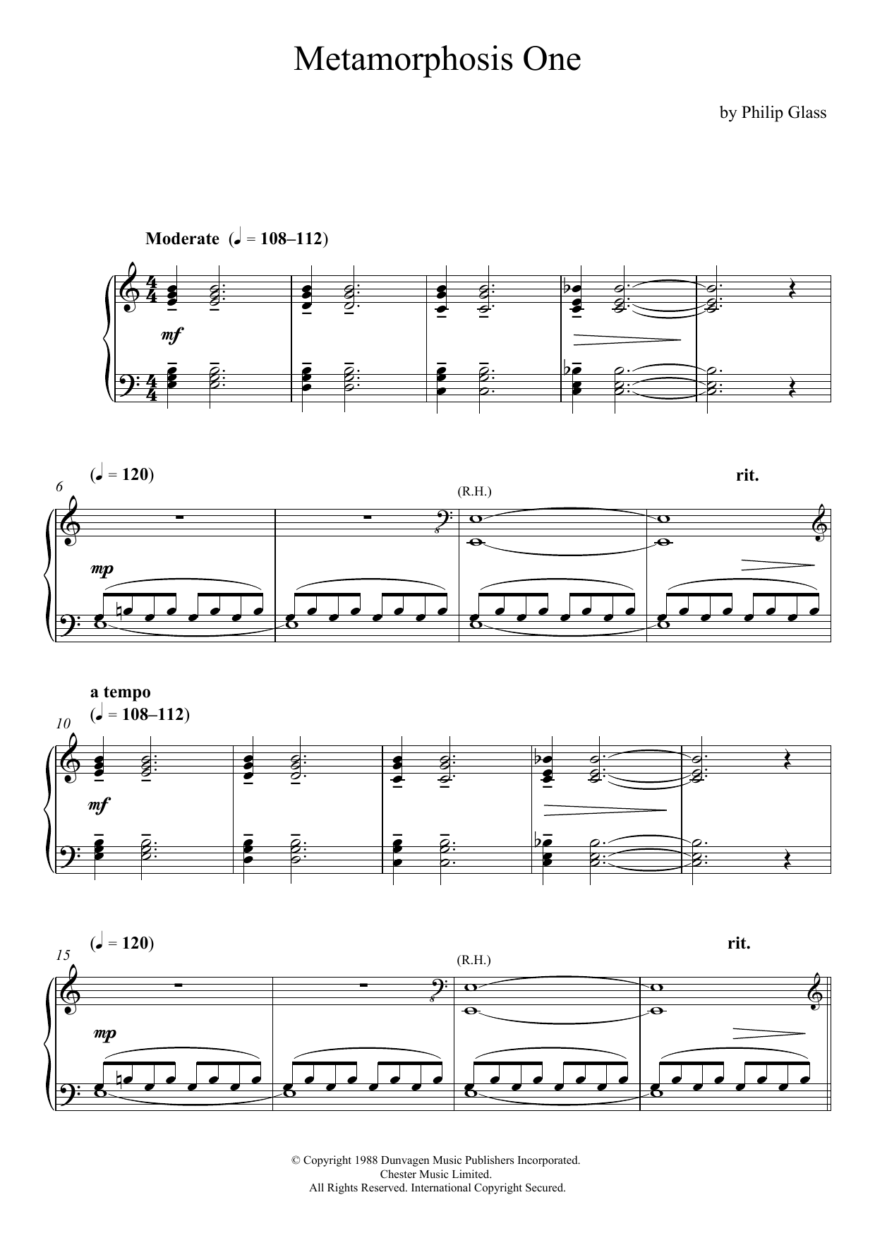 Metamorphosis One (Piano Solo) von Philip Glass