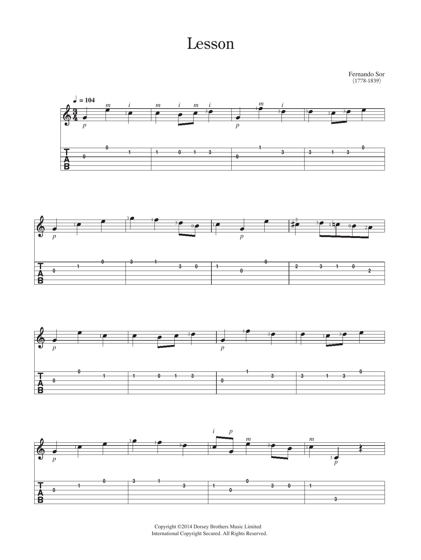 Lesson (Solo Guitar) von Fernando Sor