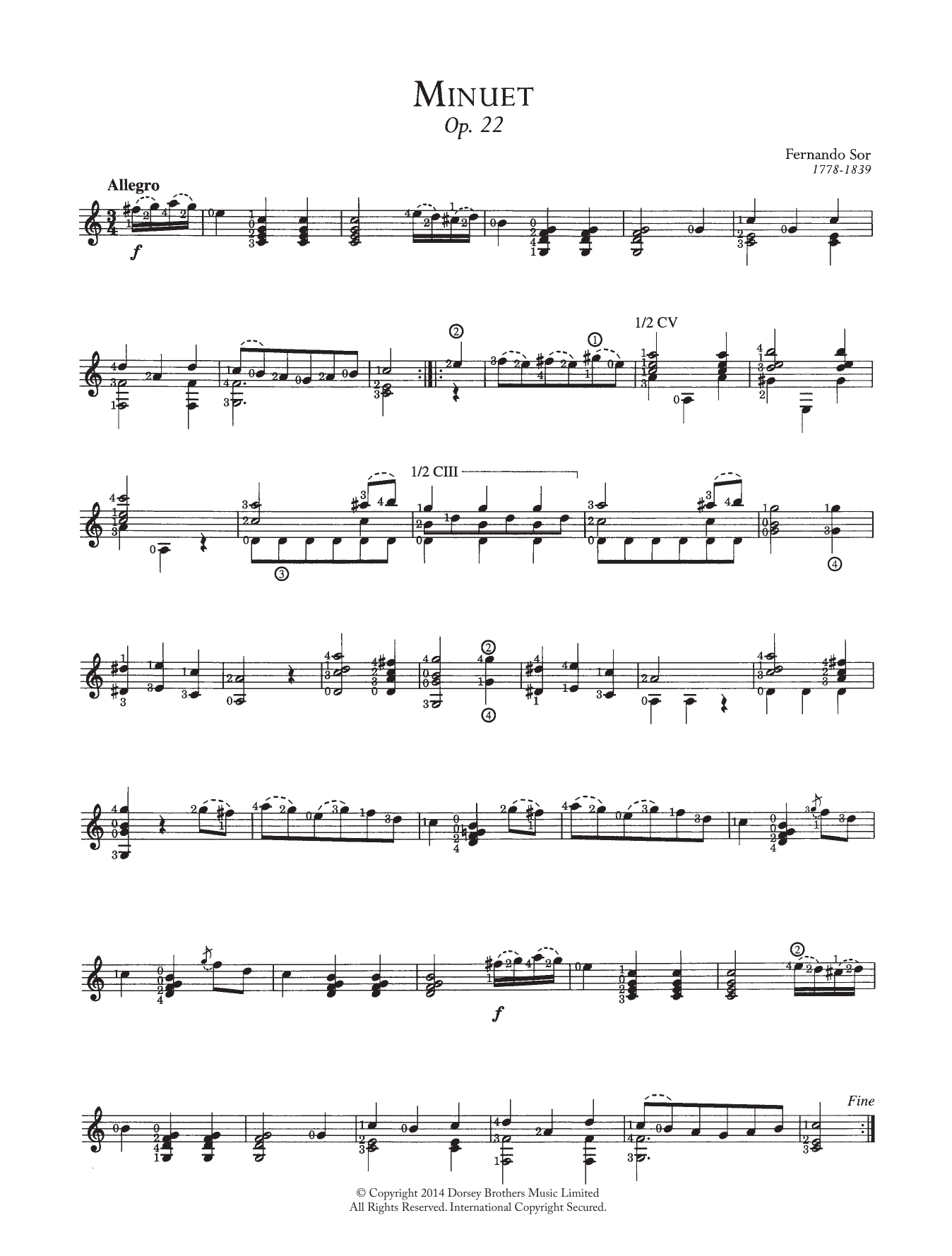 Minuet, Op.22 (Solo Guitar) von Fernando Sor