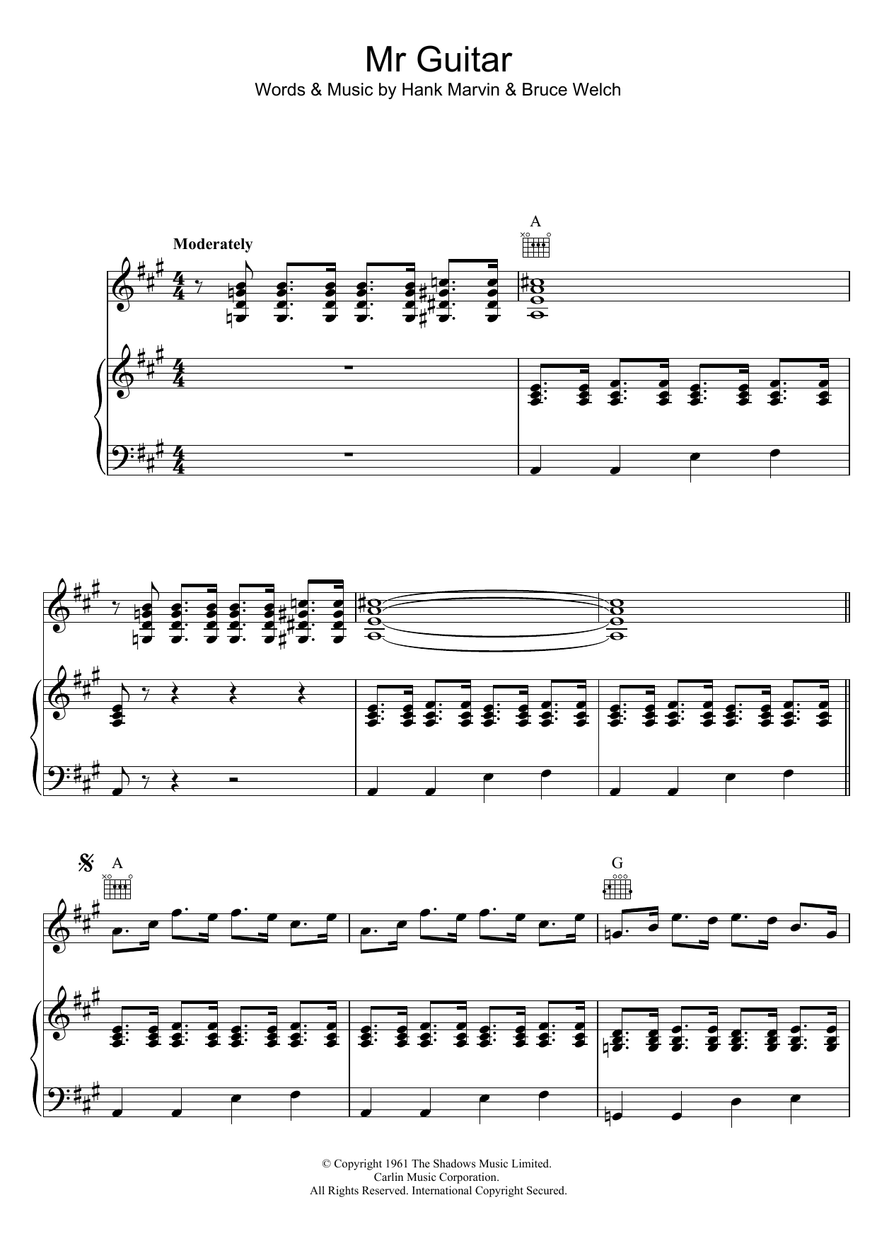 Mr Guitar (Piano, Vocal & Guitar Chords) von Bert Weedon