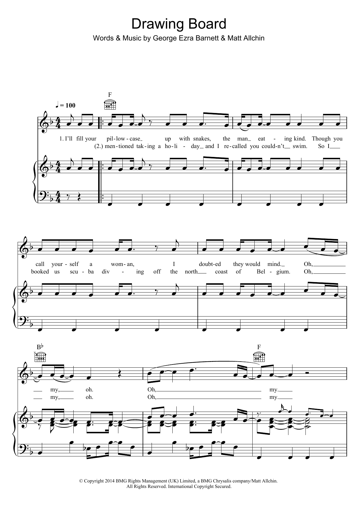Drawing Board (Piano, Vocal & Guitar Chords) von George Ezra