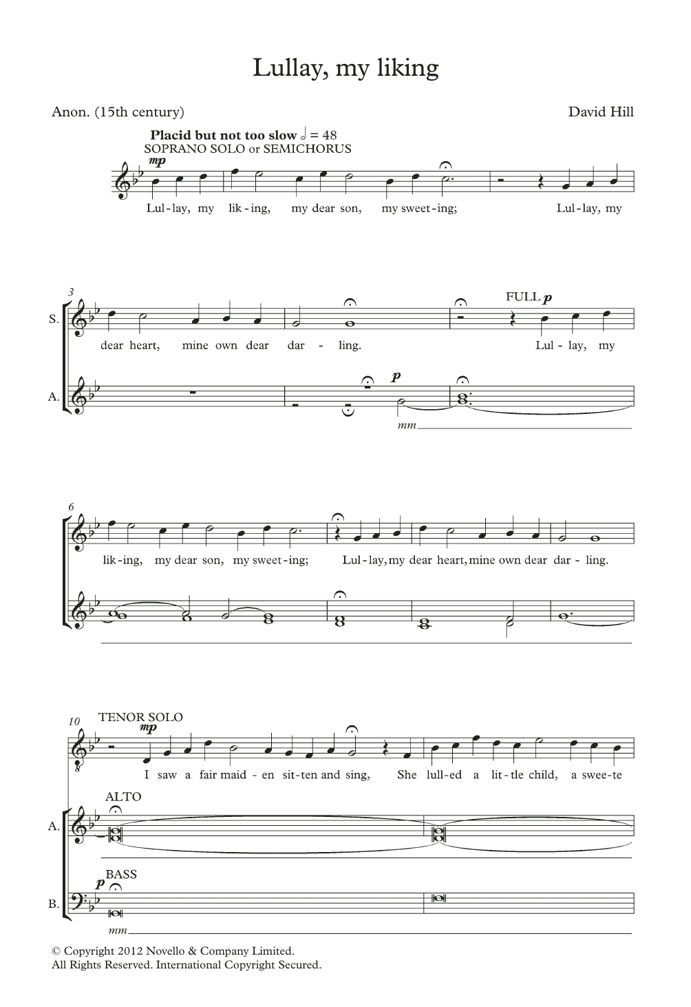 Lullay, My Liking (SATB Choir) von David Hill