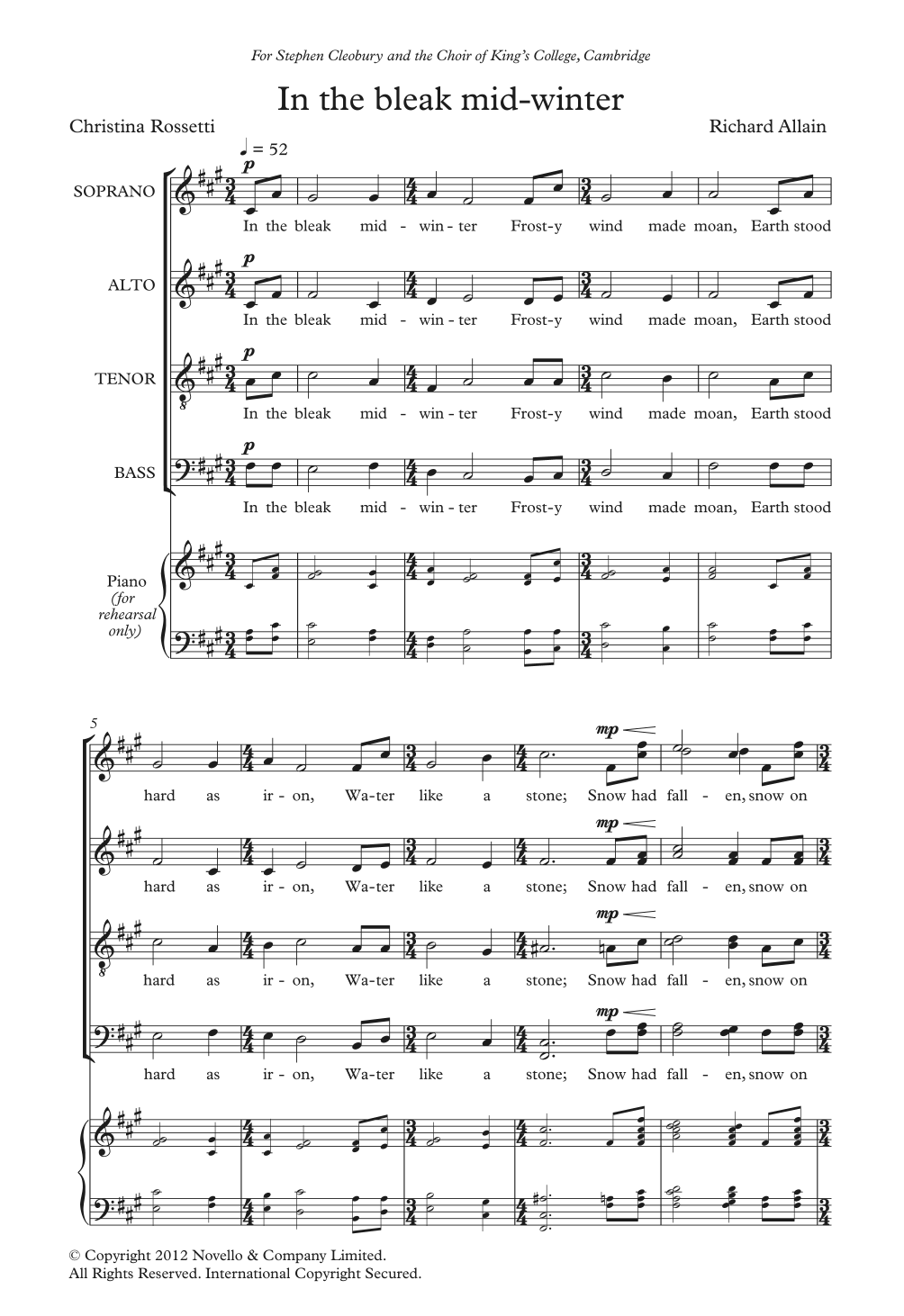 In The Bleak Mid-Winter (SATB Choir) von Richard Allain