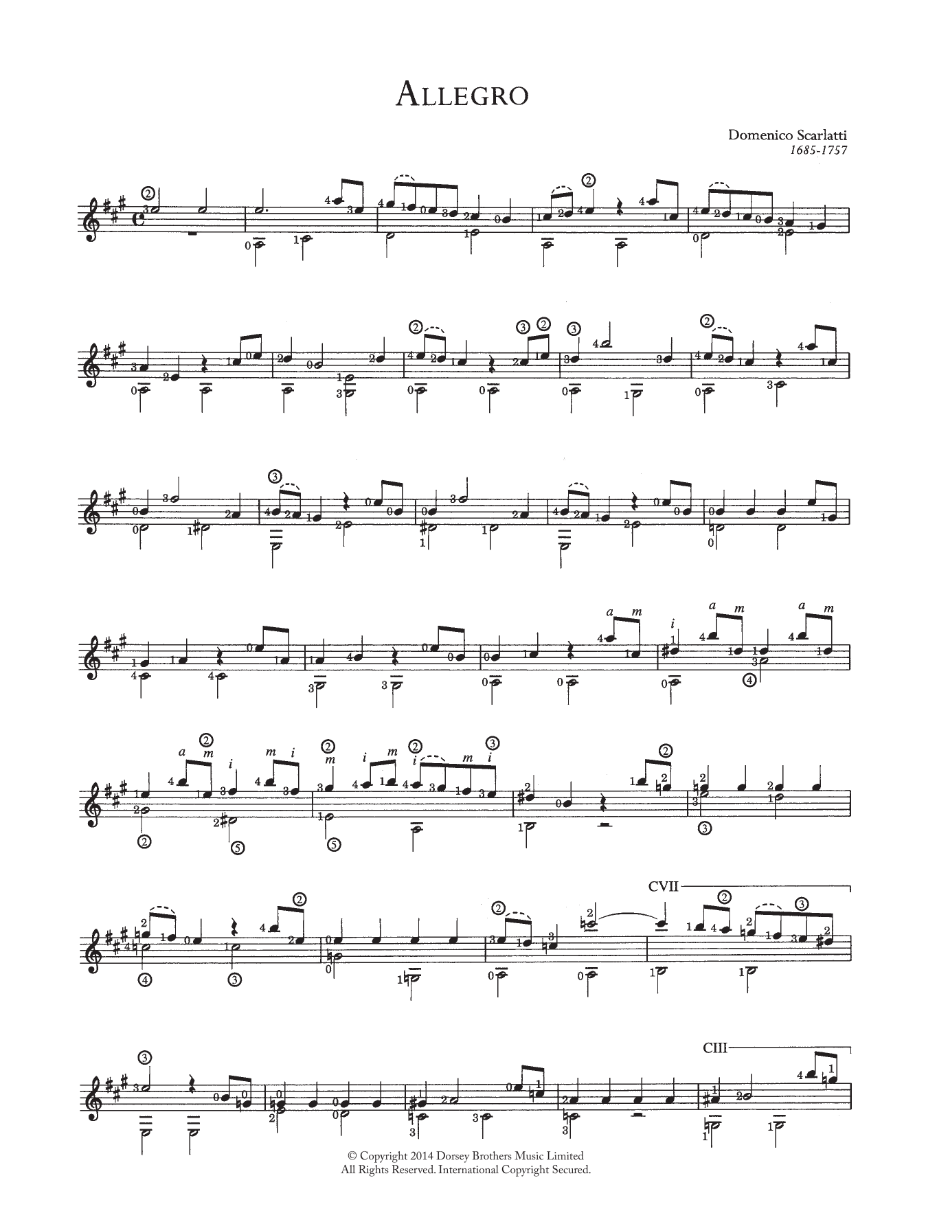 Allegro (Solo Guitar) von Domenico Scarlatti