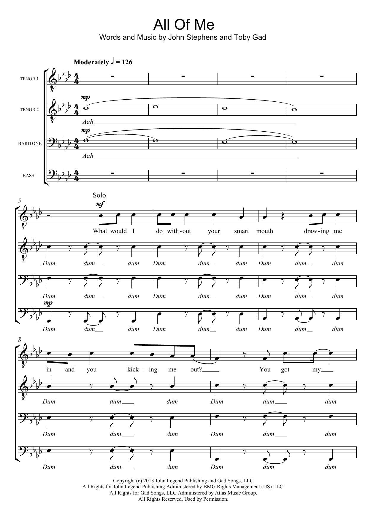 All Of Me (arr. Sam Harrop) (TTBB Choir) von John Legend