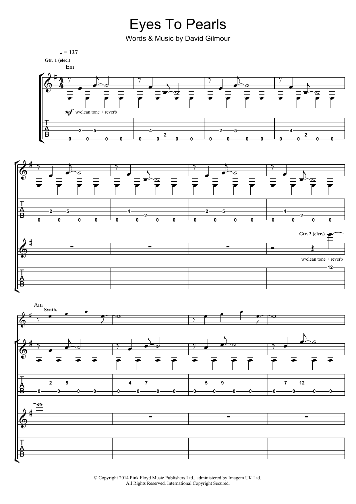 Eyes To Pearls (Guitar Tab) von Pink Floyd