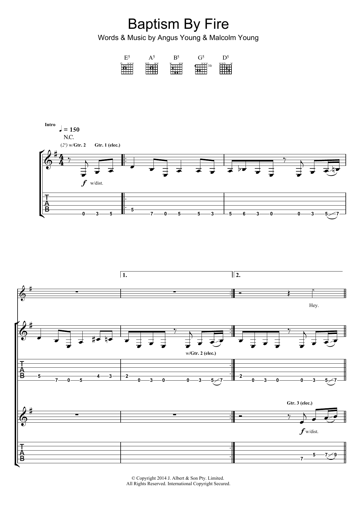 Baptism By Fire (Guitar Tab) von AC/DC