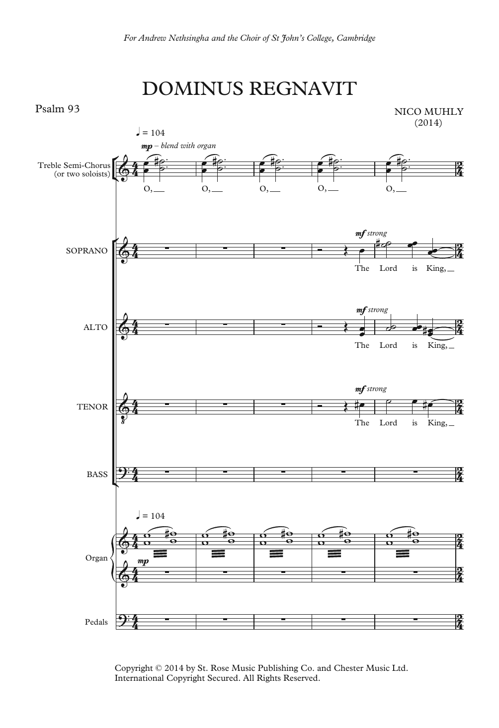 Dominus Regnavit (SATB Choir) von Nico Muhly