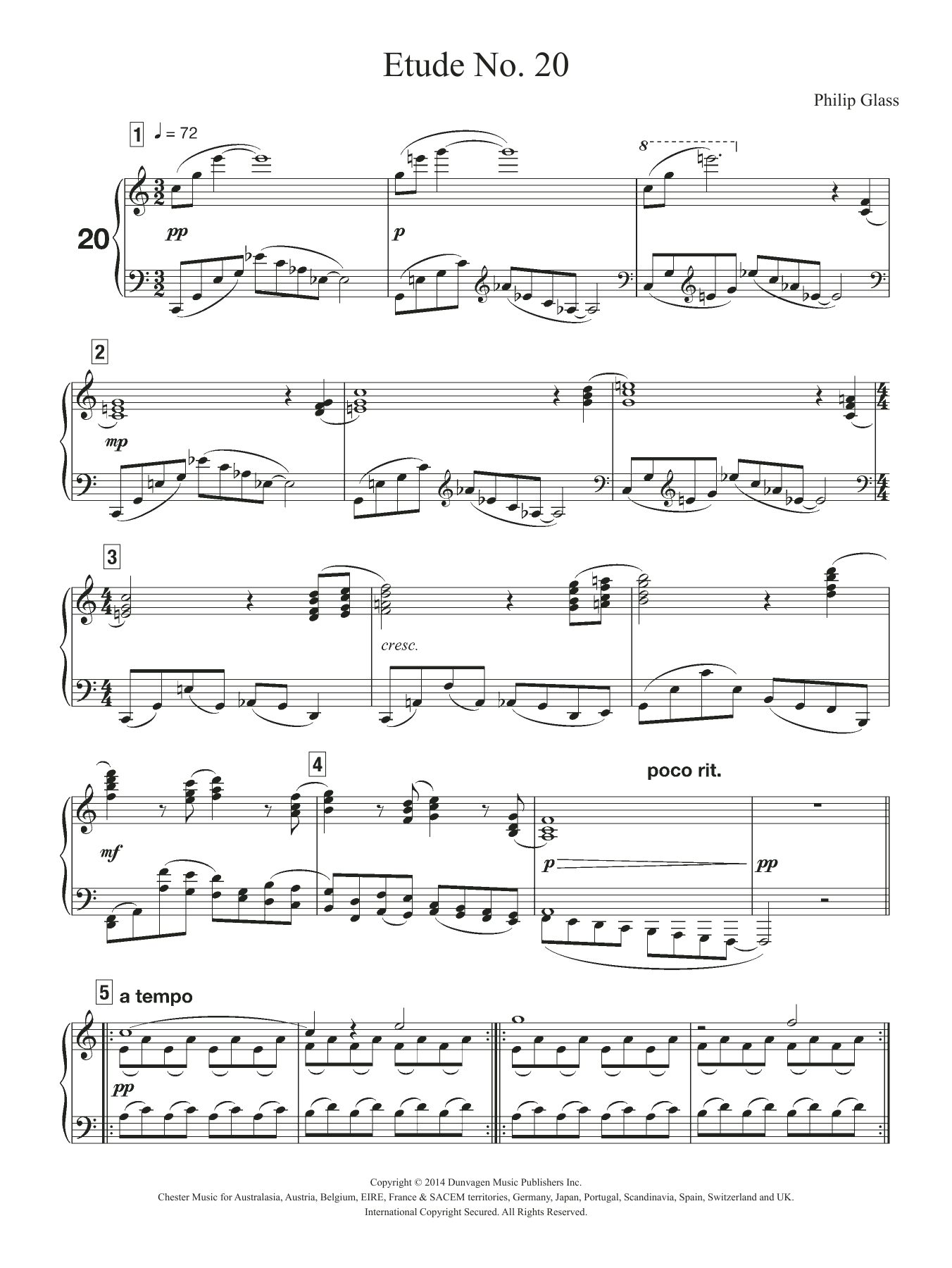 Etude No. 20 (Piano Solo) von Philip Glass