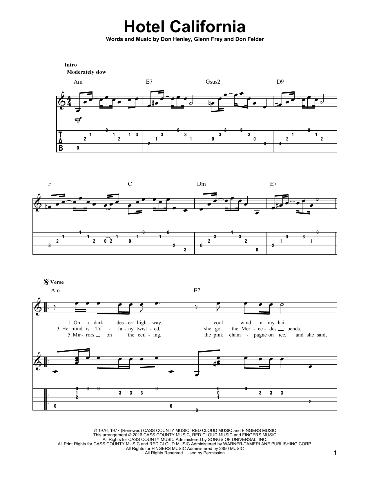 Hotel California (Solo Guitar) von Eagles