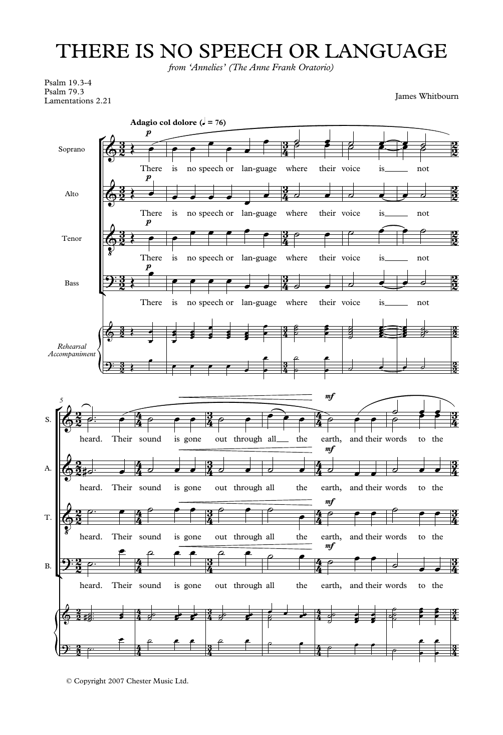There Is No Speech Or Language (SATB Choir) von James Whitbourn