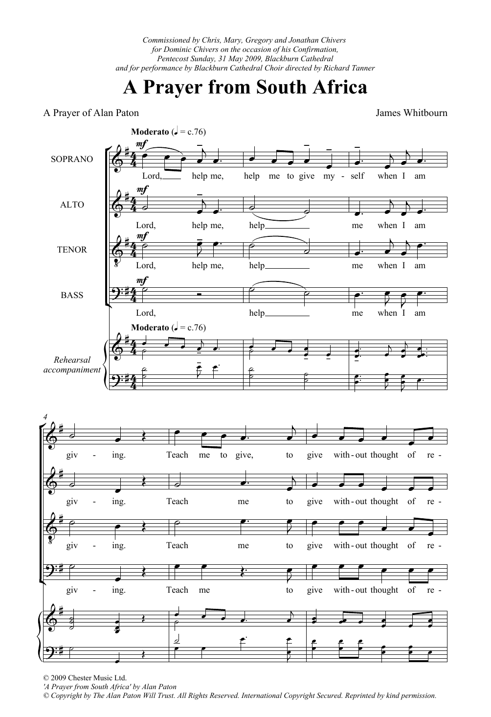 A Prayer From South Africa (SATB Choir) von James Whitbourn