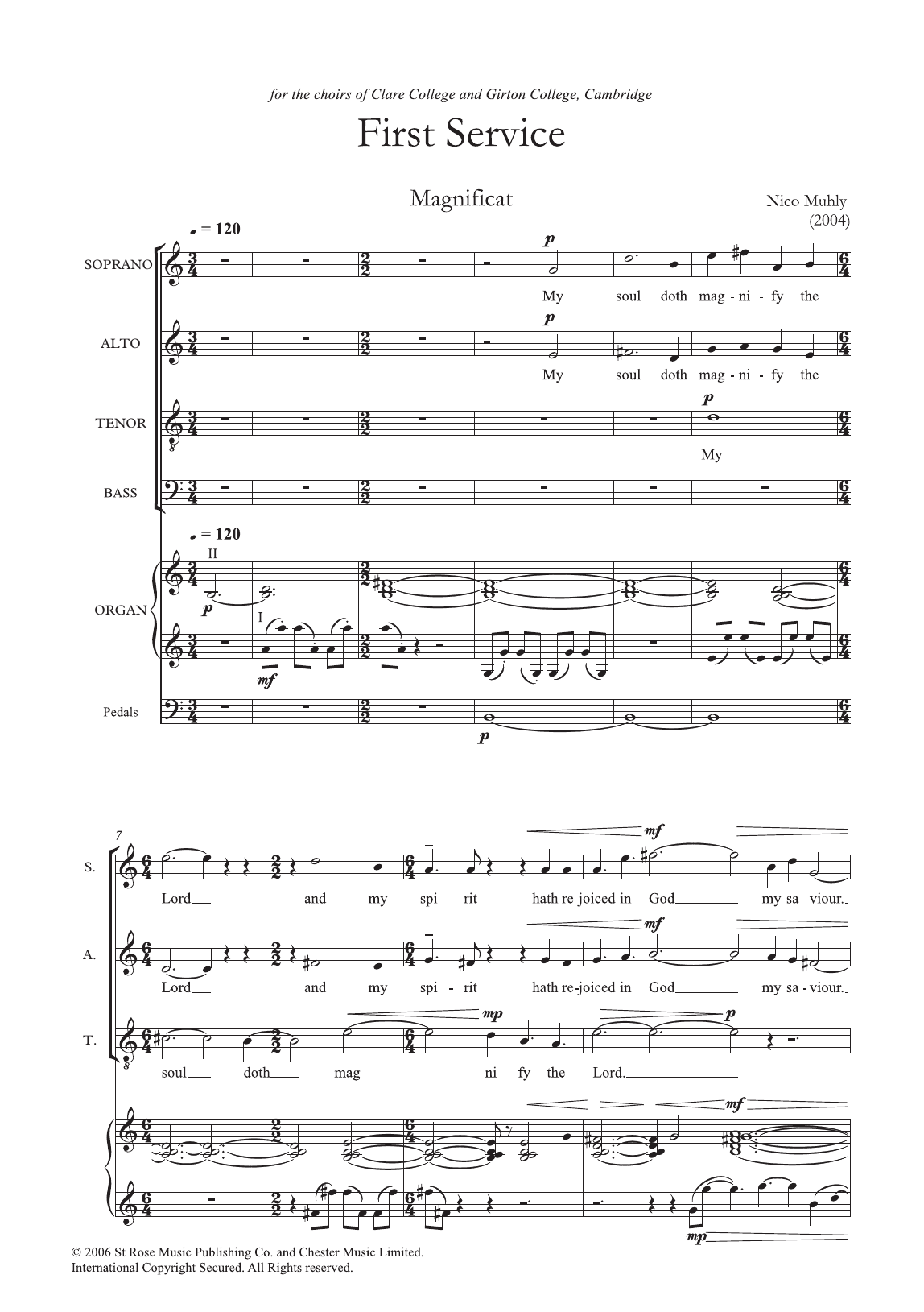 First Service (Magnificat and Nunc Dimittis) (SATB Choir) von Nico Muhly